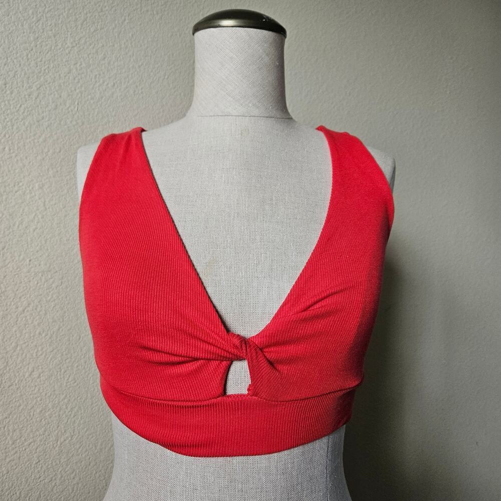 Aritzia Sunday Best Elena Tank Red Cropped twist-front tank XS